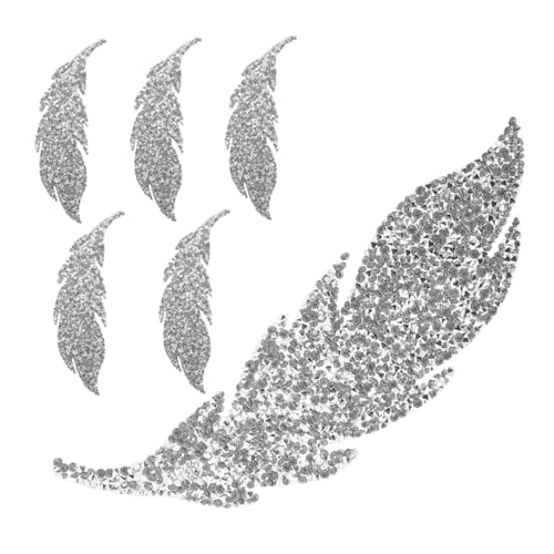 SEWACC 6 Stück Blattförmige Strass Aufbügelapplikationen mit Kleberückseite Glitzernde DIY Dekoration für Kleidung Taschen Hüte und Accessoires Langlebig und Vielseitig für Modeprojekte von SEWACC