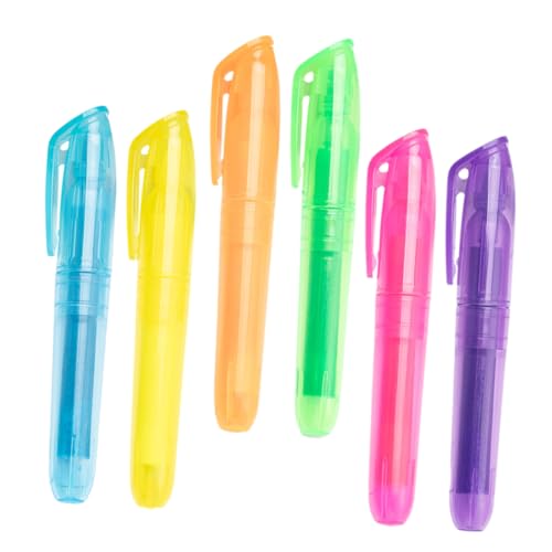 SEWACC 6 Stück Bunte Textmarker mit Schräger Spitze Kompakte Scrapbook Marker für Schüler Leicht Tragbar Leuchtende Farben Orange Gelb Grün Blau Schadstofffrei für Schule und Büro von SEWACC