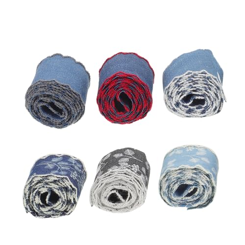 SEWACC 6 Stück Denim Zubehör Saumband Für Jeans Stoffband Für Kleidung Spitzenband Haar Nähzubehör Jeansband Zum Basteln Jeans Blaues Band Denim Stoffband von SEWACC