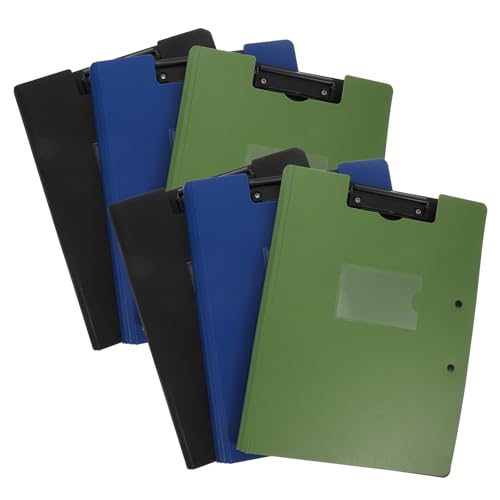 SEWACC 6 Stück Faltbare Klemmbretter mit Clip System Tragbare Schreib und Dokumentenmappe Wasserresistent für Büro Schule und Zuhause Teiliges Schwarz Grün Dunkelblau von SEWACC
