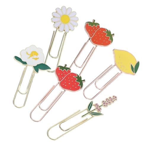 SEWACC 6 Stück Frucht und Blumenformen Praktische Büroklammern für Dokumente Notizen und Journale Dekorative und Robuste Büroaccessoires von SEWACC