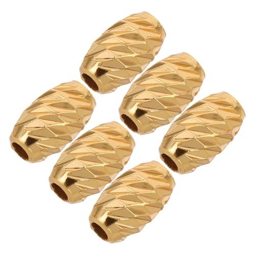 SEWACC 6 Stück Goldene Barrel Spacer Perlen mit Schrägem Webmuster Große Lochgröße Lose Schmuckperlen für DIY Armbänder Halsketten und Handgefertigte Schmuckprojekte von SEWACC