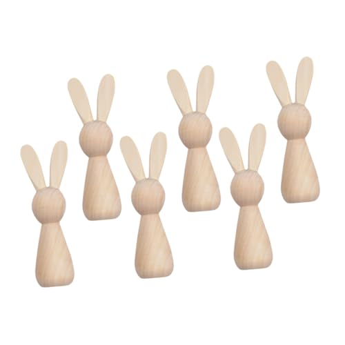 SEWACC 6 Stück Kaninchen Aus Holz Unfertiger Holzhase Ostern Basteln Dekorationen Osterdekorationsfigur Unvollendeter Hase Aus Holz Unfertiges Holzkaninchen Unfertige Ostereier Beige von SEWACC