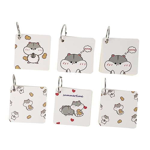 SEWACC 6 Stück Karteikarten Cartoon Notizkarten mit Ring Tragbare Leere Vokabelkarten für Schule und Büro für Notizen und Erinnerungen Zufälliges Design von SEWACC