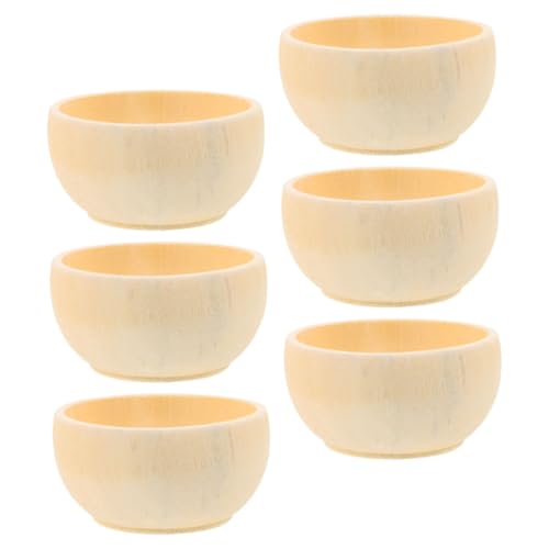 SEWACC 6 Stück Kleine Holzschalen für DIY Bastelprojekte Unbehandelte Holzschalen mit Glatten Kanten Vielseitig Verwendbar als Snackschalen oder Dekoration Leicht und Handlich von SEWACC