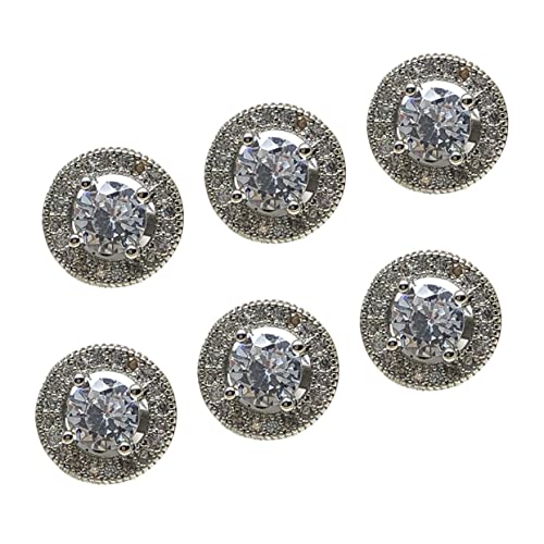 SEWACC 6 Stück Knöpfe Kupfer mit Zirkonia Schmucksteinen Runde Perlenknöpfe für Strickjacken und Kleidung Langlebige Kostüm Accessoires Stilvolle Bastelknöpfe von SEWACC