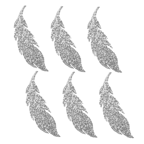 SEWACC 6 Stück Leaf Shaped Strass Aufnäher mit Hitzebeständigem Kleber für Kleidung Taschen und Haaraccessoires Langlebige Glitzernde DIY Applikationen für Festliche Outfits und von SEWACC