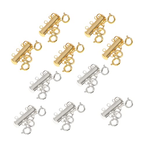 SEWACC 6 Stück Magnetische Anschlussschnalle Stecker Schichtung Schmuck Sterling Schließe Verschlüsse Schiebeverschluss Federringverschluss Ungelöteter Sprungring Biegering Aus Messing von SEWACC