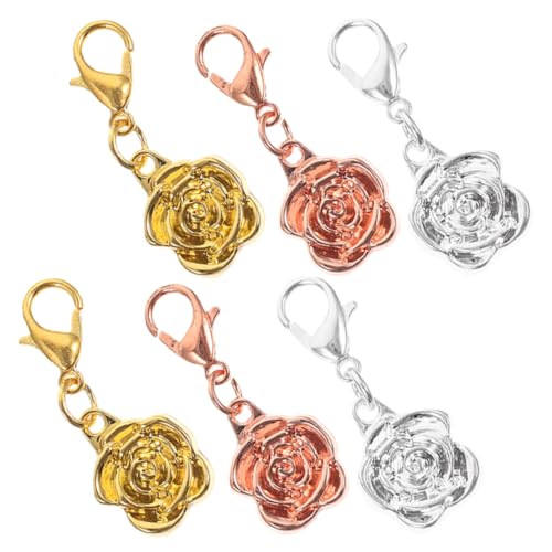 SEWACC 6 Stück Magnetische Schmuckverschlüsse Rosenform DIY und Armbandverbinder Magnetverschluss für Schmuckherstellung Silber Gold Roségold von SEWACC