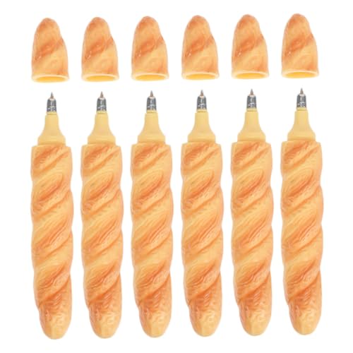 SEWACC 6 Stück Simulierter Brotballpoint -Stift Brotstift realistischer Lebensmittelstift realistischer Brotpapierstift süße Kugelschreiber schwarzer Tintenbaguette Schreibstift von SEWACC