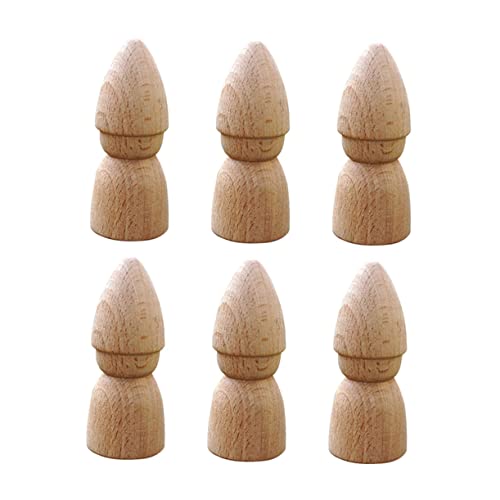 SEWACC 6 Stück Teiliges Diy Holz Puppen zum Bemalen Blanke Holzfiguren zum Gestalten Kreative Holz Stiftpuppen für Fördert Fantasie und Feinmotorik für Mädchen und von SEWACC