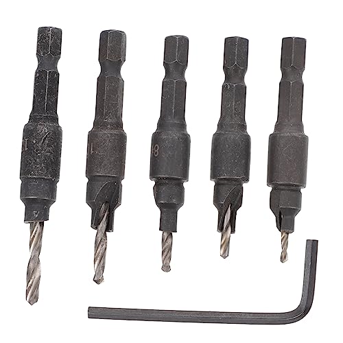 SEWACC 6 Stück Teiliges Holzbohrer Set mit Sechskant Schaft Bohrsenker und Tiefenanschlag Präzise Lochöffner für Möbel und Holzarbeiten Robustes Schnellarbeitsstahl Design Kompatibel mit von SEWACC