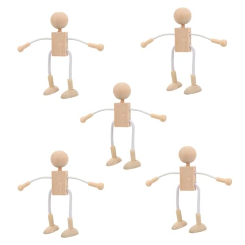 SEWACC 6 Stück Teiliges Holzfiguren zum Bemalen DIY Holzpuppen mit Glatter Oberfläche Kreative Holzspielzeuge für Bastelbare Holzfiguren für Dekoration und Handwerk von SEWACC