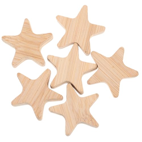 SEWACC 6 Stück Teiliges Holzstücke Sterne Naturbelassene Holzrohlinge zum Bemalen und Basteln DIY Holzfiguren für Mädchen Geeignet für Kinderhandwerk und Kreative Dekorationen von SEWACC