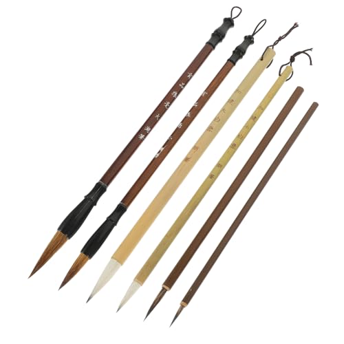 SEWACC 6 Stück Teiliges Kalligraphiepinsel Set für Chinesische Kalligraphie Traditionelle Pinsel mit Feiner Spitze für Kunst und Malerei für Anfänger und Fortgeschrittene von SEWACC