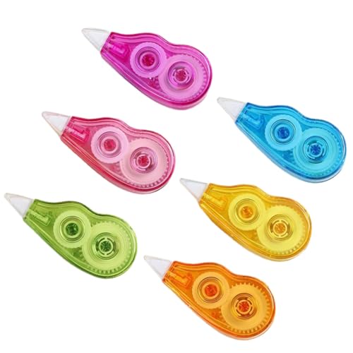 SEWACC 6 Stück Teiliges Korrekturband Portable Korrekturroller Ergonomisch Rutschfest Kleberolle für Schule Büro Schreibkorrektur Farbige Schulsachen für Schüler und Zuhause von SEWACC