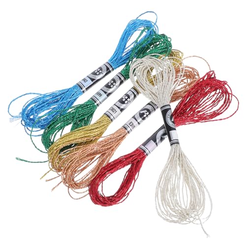 SEWACC 6 Stück Teiliges Metallic Stickgarn Bunte Polyester Stickfäden für Kreuzstich Handarbeit Nähprojekte und Kunsthandwerk Einfach zu Verwenden für Anfänger und Erfahrene Bastler von SEWACC