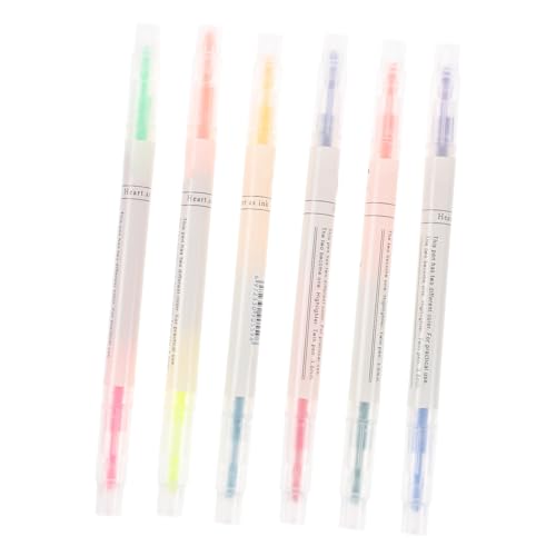 SEWACC 6 Stück Teiliges Pastell Textmarker für Studenten Doppelspitzen Marker Vielseitige Markierungsstifte für Notizen Journale und Scrapbooking Leicht und Geruchsneutral von SEWACC