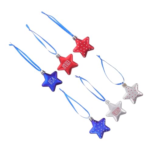 SEWACC 6 Stück Teiliges Patriotischer Stern Hängedekorationen für Unabhängigkeitstag Memorial Day und Feierlichkeiten Große Langlebige Ornamente Vielseitig Einsetzbar Amerikanisches von SEWACC