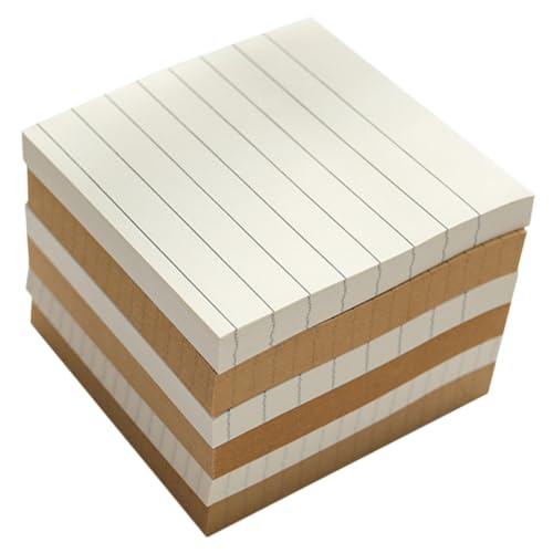 SEWACC 6 Stück Teiliges Selbstklebende Notizzettel in Weiß und Kraftpapier Abreißbare Haftnotizen mit Kariert Liniiert und Blanko Praktische Memo Pads für Schule Büro und To Do Listen von SEWACC