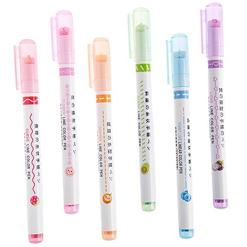 SEWACC 6 Stück Teiliges Set Kurven Textmarker Stifte Hochwertige Handgezeichnete Marker für Journaling Büro Schule Multifunktionale Leuchtstifte für Kreative Projekte von SEWACC