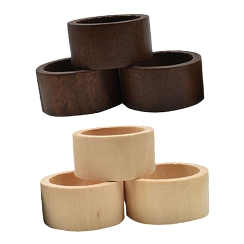 SEWACC 6 Stück Teiliges Set Runder Serviettenringe Holz in Naturfarbe und Braun für Rustikale Tischdekoration für Hochzeiten Partys und Esszimmergestaltung von SEWACC