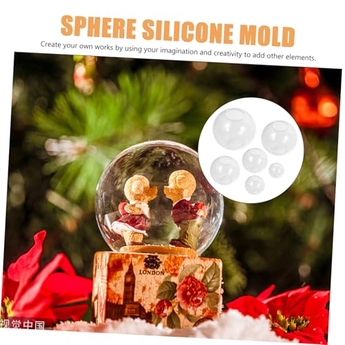 SEWACC 6 Stück Teiliges Silikon Gießform Kugel für DIY Kristallkugel Herstellung Flexible Transparente Handwerksform für Schmuck Dekoration und Nachtlicht DIY Projekte von SEWACC