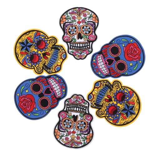 SEWACC 6 Stück Teiliges Skull Aufnäher Gestickte Patches für Halloween Vielseitige Applikationen für Kleidung ohne Kleber zum Aufnähen Einzigartige Designs Bunten Farben SEWACC 6 Stück Teiliges Skull Aufnäher Gestickte Patches für Halloween Vielseitige Applikationen für Kleidung ohne Kleber zum Aufnähen Einzigartige Designs Bunten Farben von SEWACC