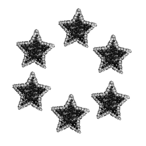 SEWACC 6 Stück Teiliges Sternförmige Bügelflicken mit Perlenbesatz Kreative Strass Applikationen für Kleidung Taschen DIY Kleidung Zubehör Hautfreundlich und Langlebig Schwarz von SEWACC