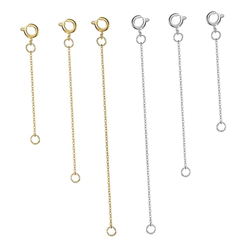 SEWACC 6 Stück Teiliges Verlängerungsketten mit Karabinerverschluss Verstellbare Halsketten und Armbandverlängerung in Gold und Platinfarben Poliert Langlebig für Schmuckherstellung und SEWACC 6 Stück Teiliges Verlängerungsketten mit Karabinerverschluss Verstellbare Halsketten und Armbandverlängerung in Gold und Platinfarben Poliert Langlebig für Schmuckherstellung und von SEWACC