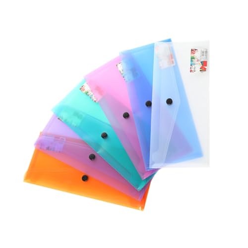 SEWACC 6 Stück Transparente Kunststoff Dokumentenmappe mit Druckknopf Langlebige Aufbewahrungstasche für Wichtige Dokumente Praktischer Organizer für Schule und Büro Zufällige Farbe von SEWACC