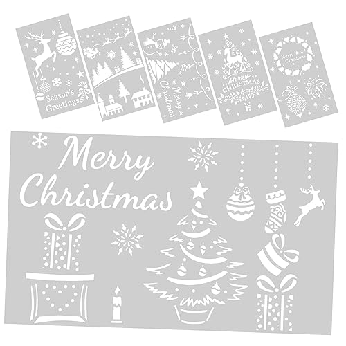 SEWACC 6 Stück Weihnachtsschablonen Set Teilig Wiederverwendbare Malschablonen für Kreative Bastelprojekte Weihnachtsmuster für Diy Dekoration und Kunstwerke von SEWACC
