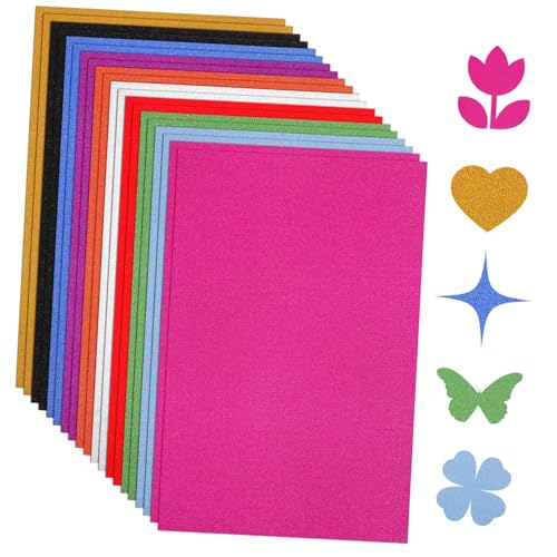 SEWACC 60 Blatt Glitzer Bastelkarton M² Gemischte Farben Glitter Cardstock für Scrapbooking Kartenherstellung Papier Basteln Dekoration von SEWACC