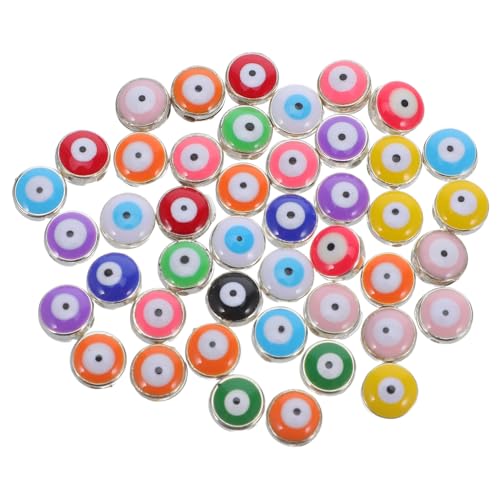 SEWACC 60 Stück Evil Eye Perlen Flach Bunte Resin Schmuckperlen für Diy Ohrringe Armbänder Halsketten Schlüsselanhänger Verschleißfest und Farbecht für Kreative Bastelprojekte von SEWACC