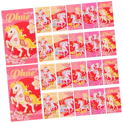 SEWACC 60 Stück Lunar Year Envelopes Jahr Des Pferdes Vietnamesische Rote Umschläge aus Papier für Bargeldfestliche Langlebige Geldbeutel mit Mustern für Frühlingsfestgeschenke von SEWACC