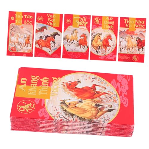 SEWACC 60 Stück Neujahrs Rotumschläge Jahr Des Pferdes Vietnamesische Papiergeldumschläge für Bargeld Spring Festival Hong Bao Umschläge mit Mustern von SEWACC