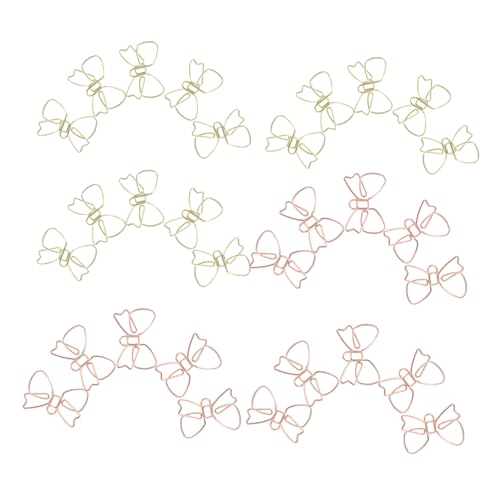 SEWACC 60 Stück Niedliche Bowknot Büroklammern aus Doppelt Elektroplattiertem Metall in Gold und Roségold Kleine Dekorative Papierclips für Schule Büro Planer Geschenke und SEWACC 60 Stück Niedliche Bowknot Büroklammern aus Doppelt Elektroplattiertem Metall in Gold und Roségold Kleine Dekorative Papierclips für Schule Büro Planer Geschenke und von SEWACC