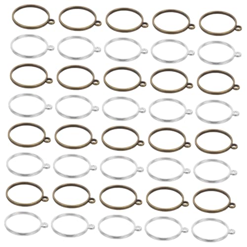 SEWACC 60 Stück Offene Runde Lünette Anhänger Hohle Rahmen für DIY Schmuckherstellung Legierter Vintage Charms für Halsketten und Ohrringe Geeignet für Harzkunst und Gepresste Blumen SEWACC 60 Stück Offene Runde Lünette Anhänger Hohle Rahmen für DIY Schmuckherstellung Legierter Vintage Charms für Halsketten und Ohrringe Geeignet für Harzkunst und Gepresste Blumen von SEWACC