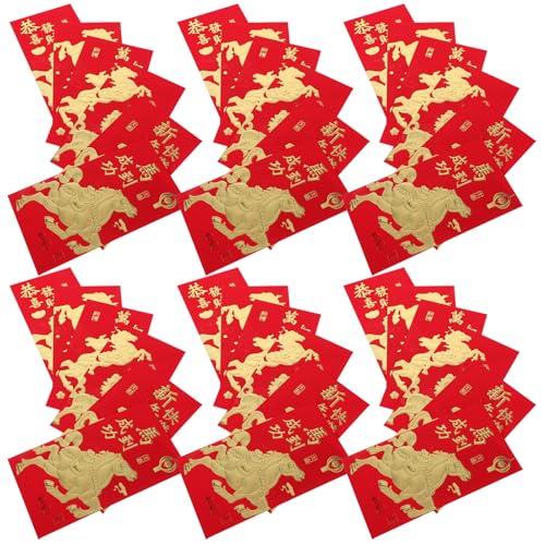 SEWACC 60 Stück Rote Umschläge Jahr Des Pferdes Rotes Geldkuvert für Chinesisches Neujahr Frühlingsfest Glücksumschläge Traditionell Geschenk Umschlag von SEWACC