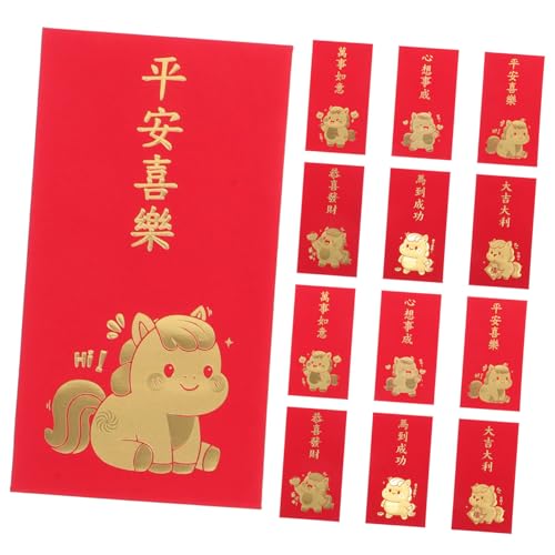SEWACC 60 Stück Rote Umschläge für Lunar Year Jahr Des Pferdes Kreative Stabile Hongbao mit Großem Fassungsvermögen Traditionelle Tet Li Xi Umschläge für Haushalte Firmenfeiern von SEWACC