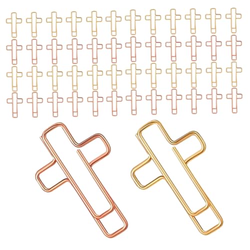 SEWACC 60 Stück Teiliges Metall-büroklammern Kreuzform Robuste Lesezeichen für Bibel Tagebuch und Notizen Gold-roségoldfarbene Papierklammern für Schule Büro und Christliche Geschenkidee von SEWACC