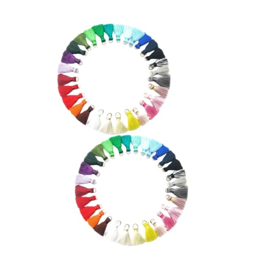 SEWACC 60 Stück Teiliges Quasten Mini hängering Lange Bunte Polyester quasten Langlebige DIY Schmuckanhänger für Ohrringe Armbänder und Schlüsselanhänger Leichte Bastelaccessoires von SEWACC