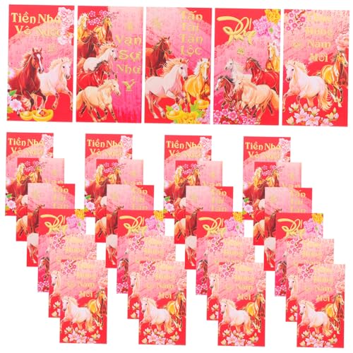 SEWACC 60 Stück Teiliges Vietnamesische Neujahrs Rotumschläge Jahr Des Pferdes Traditionelle Papier Geldumschläge mit Elegantem Design Vielseitig Einsetzbar für Lunar Year Hochzeit von SEWACC