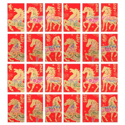 SEWACC 60 Stück Vietnamesische Rote Umschläge, Geldumschläge zum Pferdejahr 2026, Neujahrs-geldumschläge, Hong Bao, Glücksgeldpakete für Das Frühlingsfest Der Familie (rot) von SEWACC