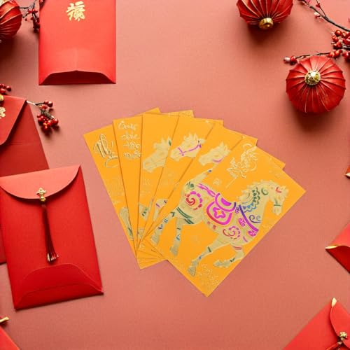 SEWACC 60 Stück Vietnamesische Rote Umschläge, Geldumschläge zum Pferdejahr 2026, Neujahrs-mondumschläge, Hong Bao, Glücksgeldpakete für Das Frühlingsfest Der Familie (golden) von SEWACC