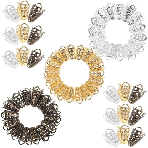 SEWACC 60 Stück Vintage Perlenkappen Metall Hohler Blumen Design DIY Schmuckzubehör für Armbänder Ohrringe Halsketten Stabile Metallverarbeitung Dekorative Zwischenperlen für von SEWACC