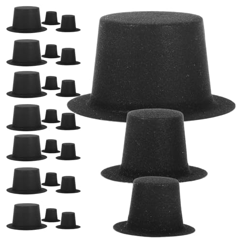 SEWACC 60 Stück Weihnachts-minihüte, Schwarze Schneemannhüte, Puppendekoration, Bastel-partyzubehör, Pvc-beflockung von SEWACC