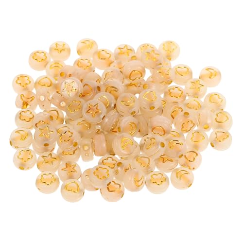 SEWACC 600 Stück Leuchtende Acrylperlen Mond Stern Herz Blüten Nachleuchtend ohne Strom Leichte Flache Rundabstandshalter für DIY Schmuck Basteln Armbänder Halsketten von SEWACC
