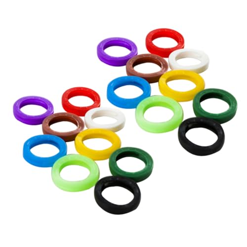 SEWACC 64 Stück Teiliges Elastisches Silikon Schlüsselkennzeichnungsset Farbige Flexible Schlüsselkappen Ringe Rutschfest und Langlebig Passend für Hausschlüssel Einfache Zufällige Farbe von SEWACC