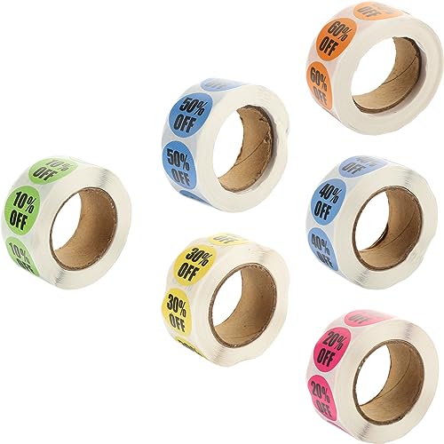 SEWACC 6Rollen Rabattaufkleber Selbstklebende Etiketten für Einzelhandel und Supermarktverkauf Verschiedenen Designs für Verkaufsaktionen SEWACC 6Rollen Rabattaufkleber Selbstklebende Etiketten für Einzelhandel und Supermarktverkauf Verschiedenen Designs für Verkaufsaktionen von SEWACC